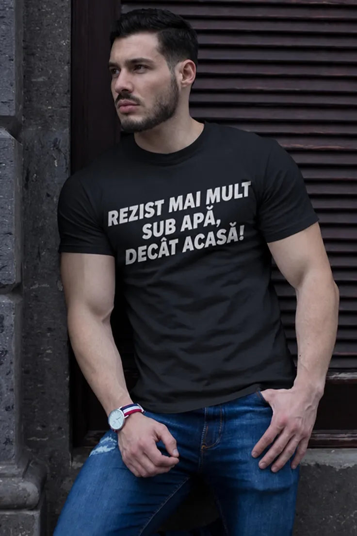 Tricou amuzant Nu rezist acasă cu mesaj haios pentru cadou