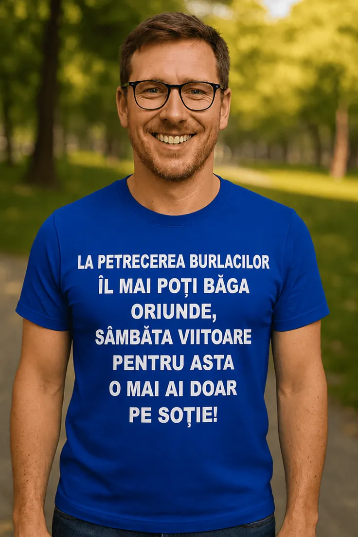 Tricou amuzant Petrecere de burlaci cu mesaj imprimat pentru cadou haios
