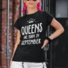 Tricou amuzant Regine născute în septembrie, cadou haios pentru femei născute în septembrie