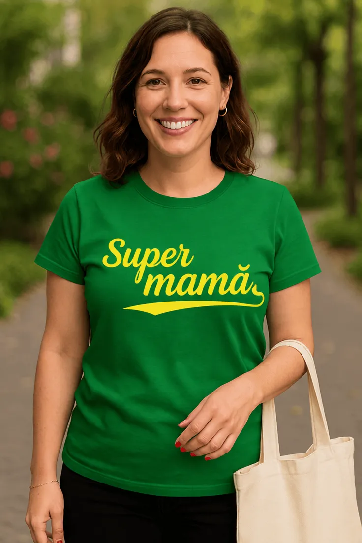 Tricou amuzant Super mamă cu mesajul Super mamă