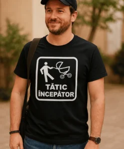 Tricou amuzant Tătic începător cu mesajul TĂTIC ÎNCEPĂTOR