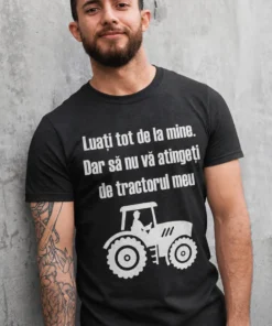 Tricou amuzant Tractorul meu e sfânt cu mesaj pentru iubitorii de tractoare
