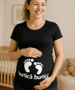 Tricou de gravidă Burtică burtică, cadou amuzant pentru viitoare mămici