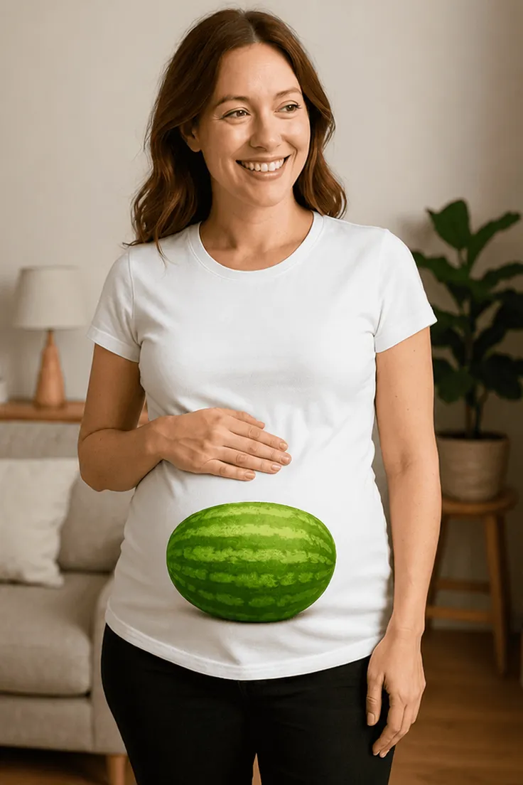Tricou de gravidă Lubeniță, model amuzant pentru viitoare mămici