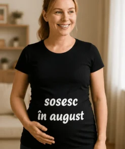 Tricou de gravidă Sosesc în august, cadou pentru anunțul sarcinii sau zi de naștere