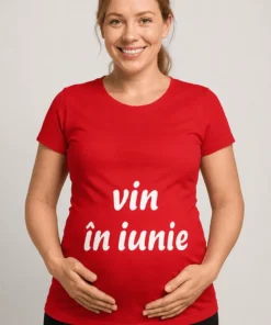Tricou de gravidă Vin în iunie, cadou pentru baby shower sau zi de naștere