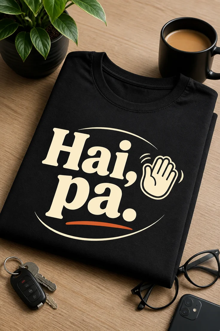 Tricou cu text Hai, pa. pe design minimalist, sarcastic