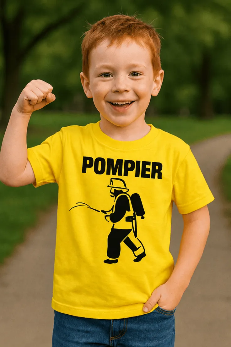 Tricou pentru copii Pompier cu imprimeu POMPIER
